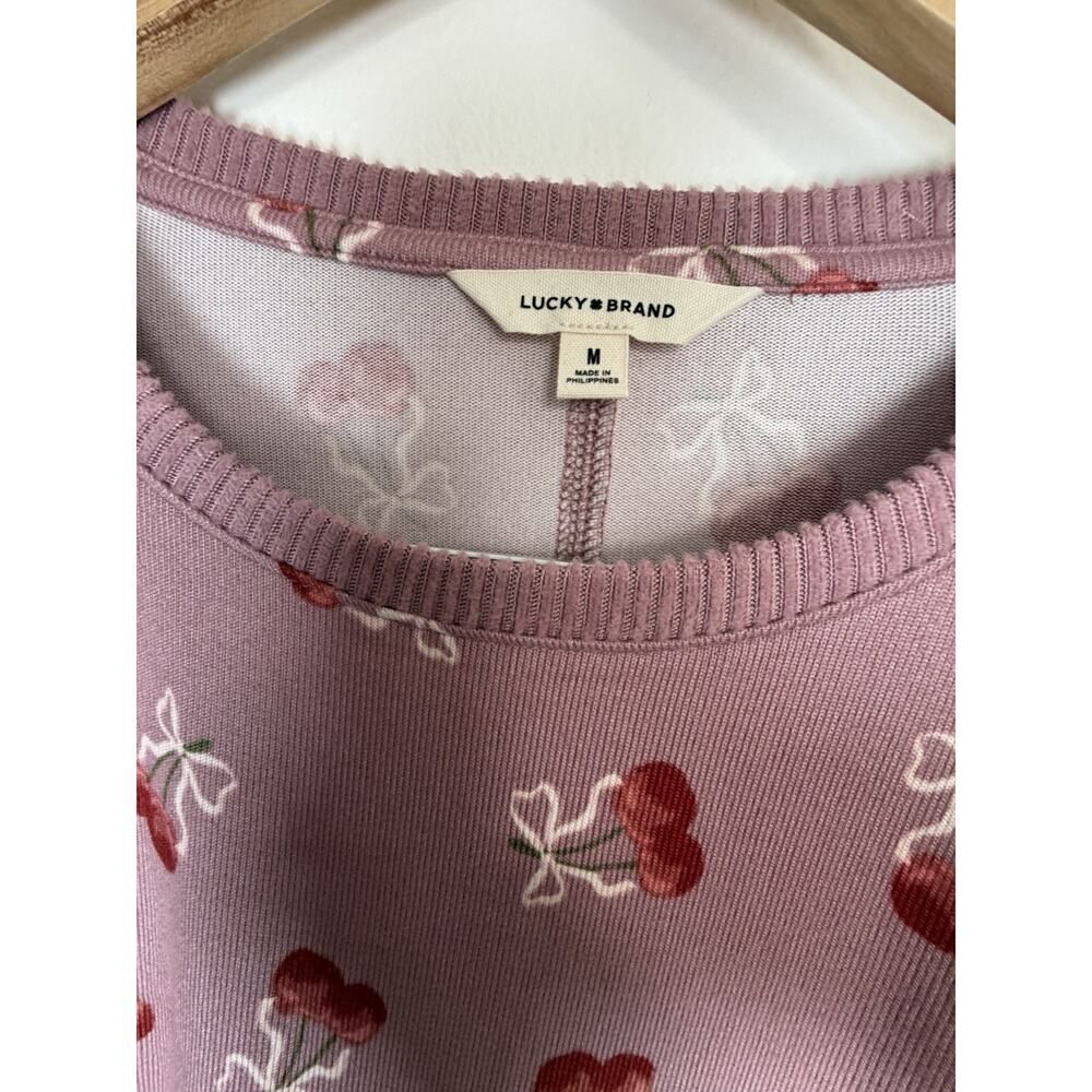 Lucky Brand Women's M Purple/Red Cherry Crew Neck Pullover Sweater - Picture 3 of 9